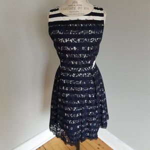Blue/White Stripped Lace RW&Co Cocktail Dress